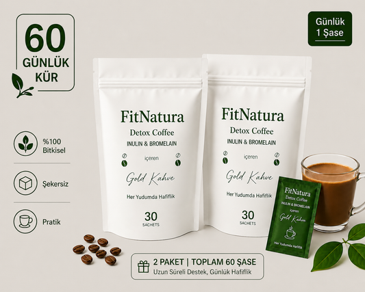 FitNatura Inülin & Bromelain Gold Detox Coffee – 60 Günlük Avantajlı Kür -